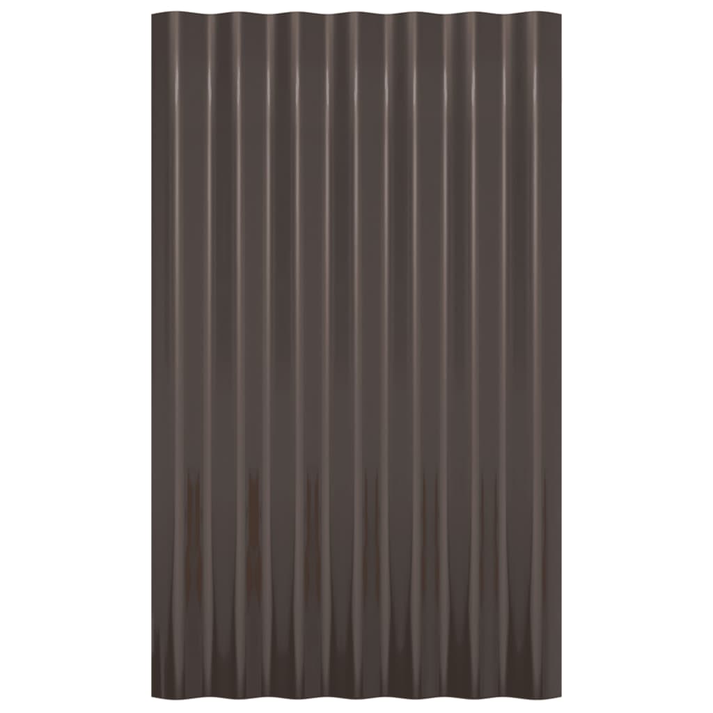 vidaXL Roof Panels 36 pcs Powder-coated Steel Brown 60x36 cm