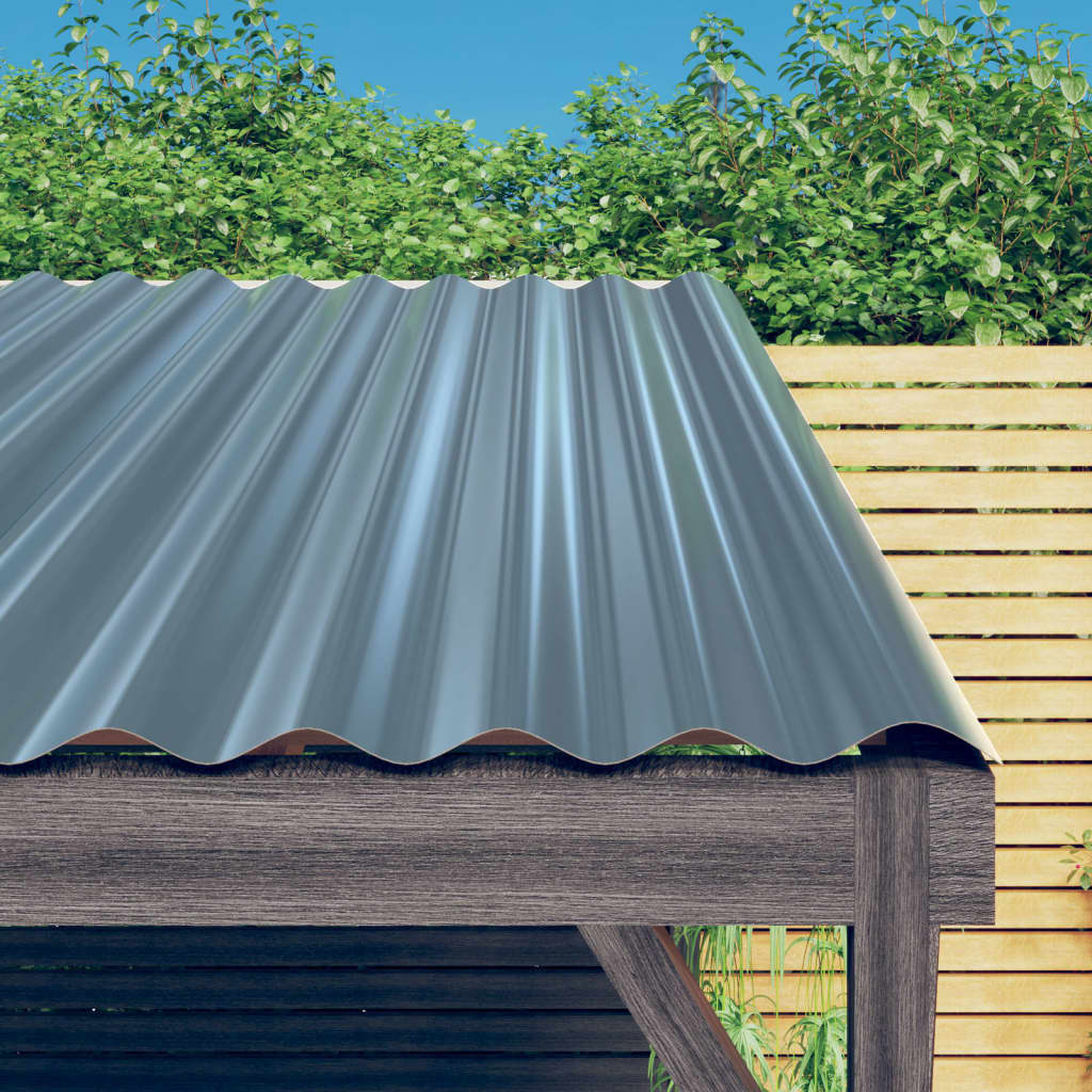 Roof Panels 12 pcs Galvanised Steel Grey 80x36 cm