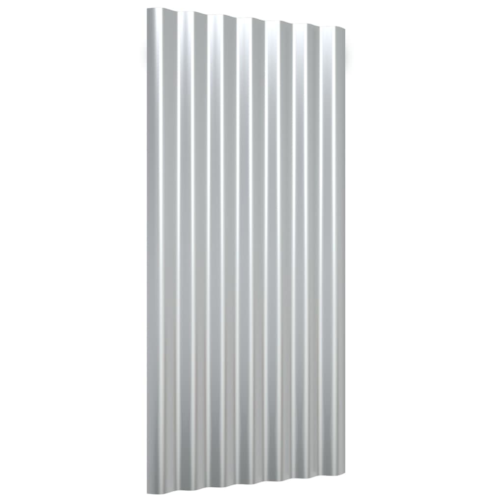 vidaXL Roof Panels 12 pcs Powder-coated Steel Silver 80x36 cm