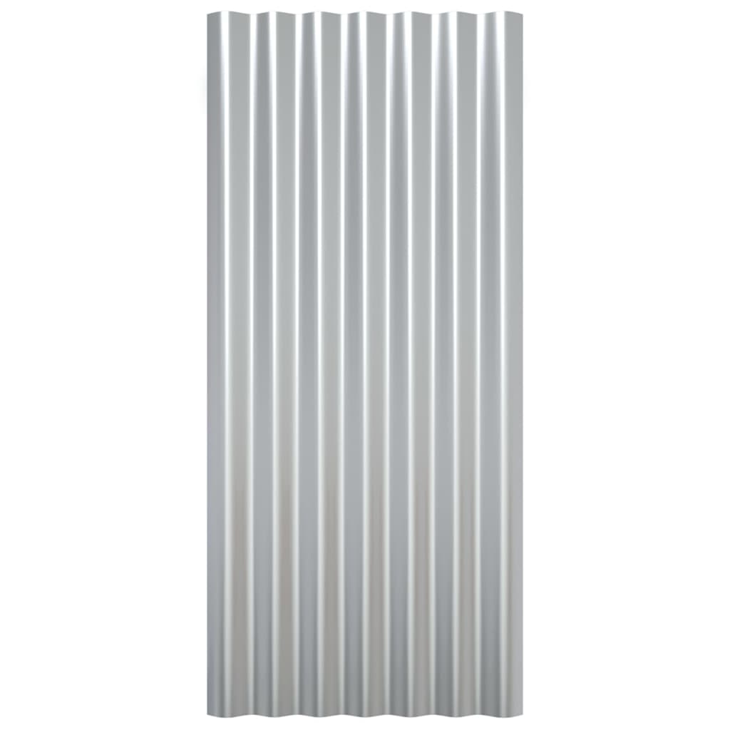 vidaXL Roof Panels 12 pcs Powder-coated Steel Silver 80x36 cm