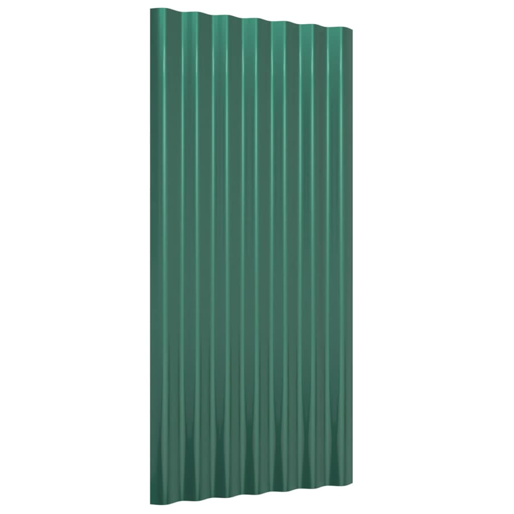 vidaXL Roof Panels 36 pcs Powder-coated Steel Green 80x36 cm