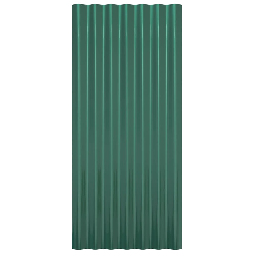 vidaXL Roof Panels 36 pcs Powder-coated Steel Green 80x36 cm