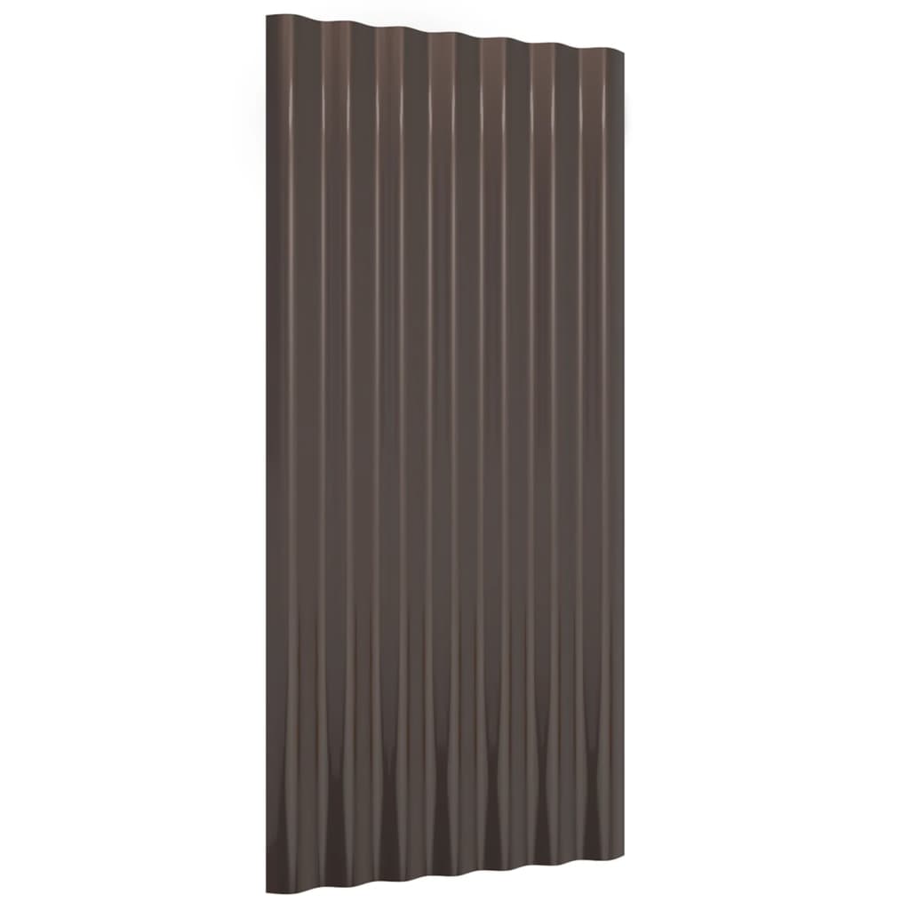 Roof Panels 36 pcs Galvanised Steel Brown 80x36 cm