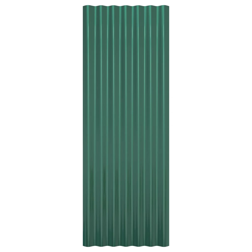 vidaXL Roof Panels 12 pcs Powder-coated Steel Green 100x36 cm