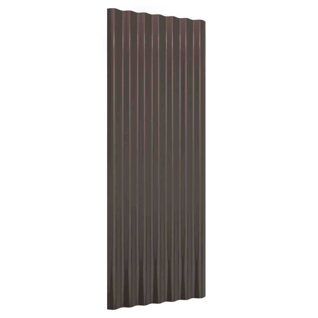 vidaXL Roof Panels 12 pcs Powder-coated Steel Brown 100x36 cm