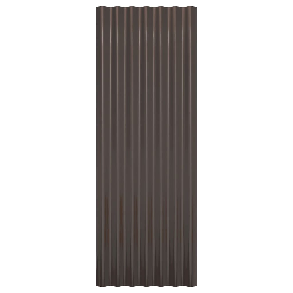 vidaXL Roof Panels 12 pcs Powder-coated Steel Brown 100x36 cm