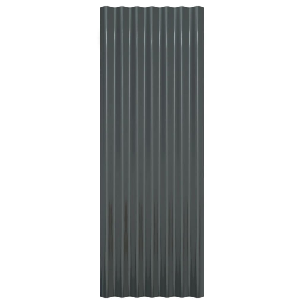 vidaXL Roof Panels 12 pcs Powder-coated Steel Anthracite 100x36 cm