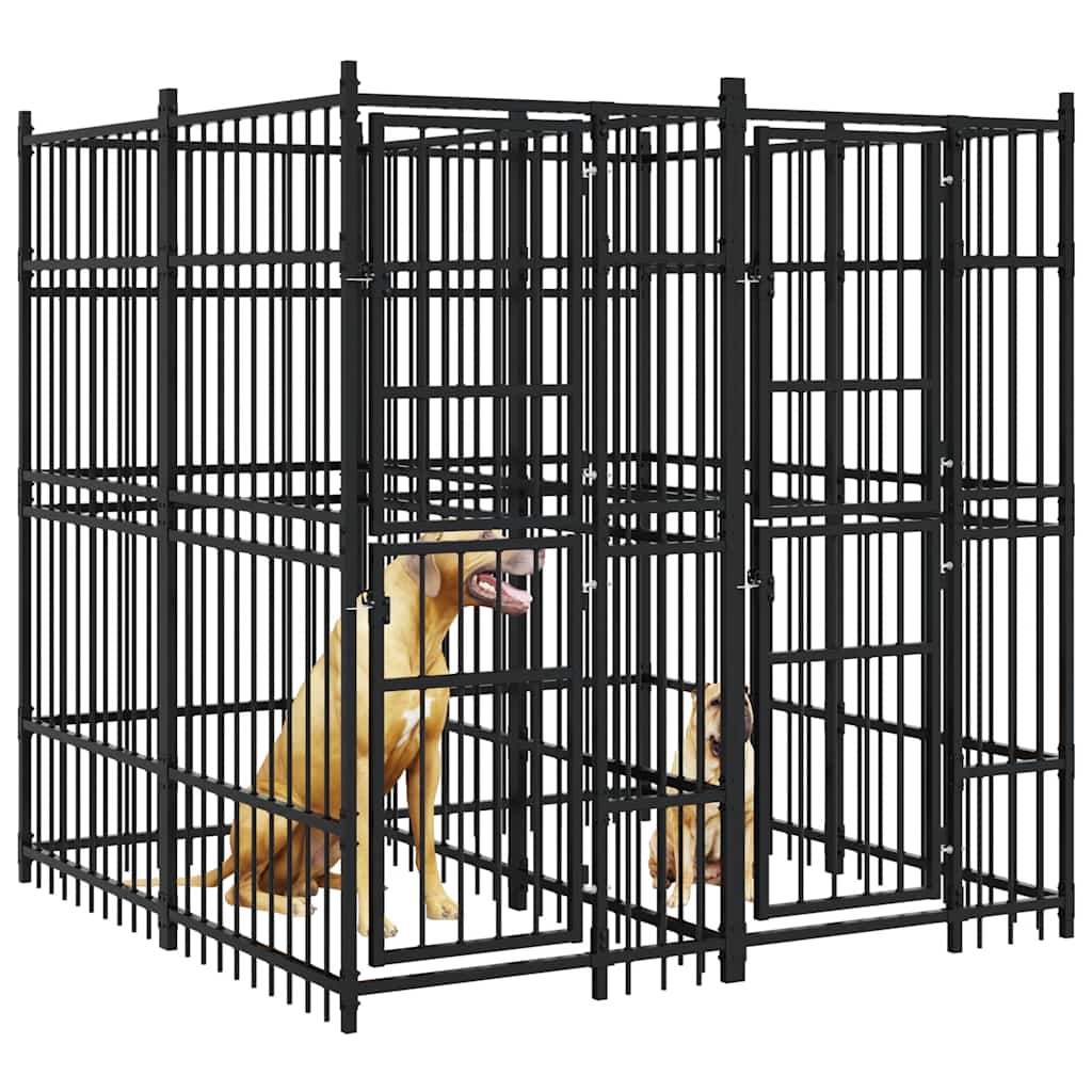 Outdoor Dog Kennel Steel 3.69 m²