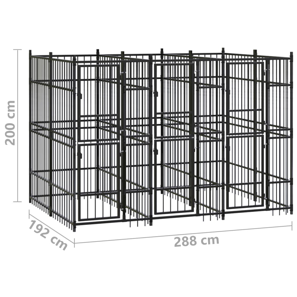 Outdoor Dog Kennel Steel 5.53 m²