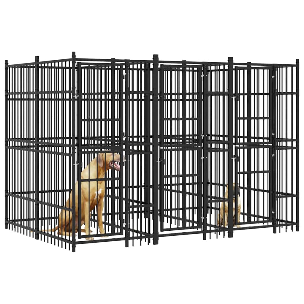 Outdoor Dog Kennel Steel 7.37 m²