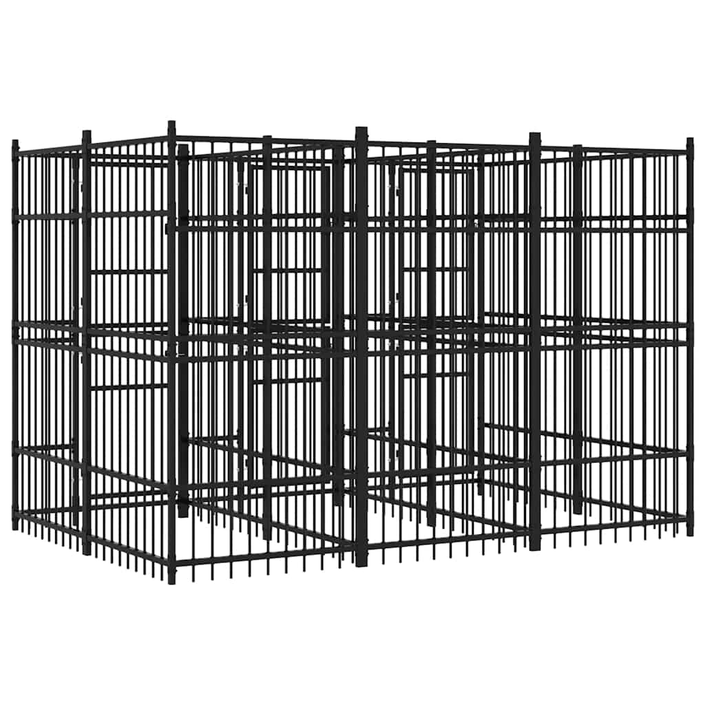 Outdoor Dog Kennel Steel 7.37 m²