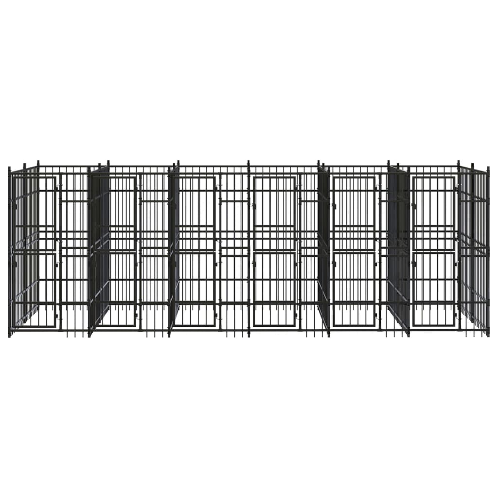 vidaXL Outdoor Dog Kennel Steel 11.06 m²