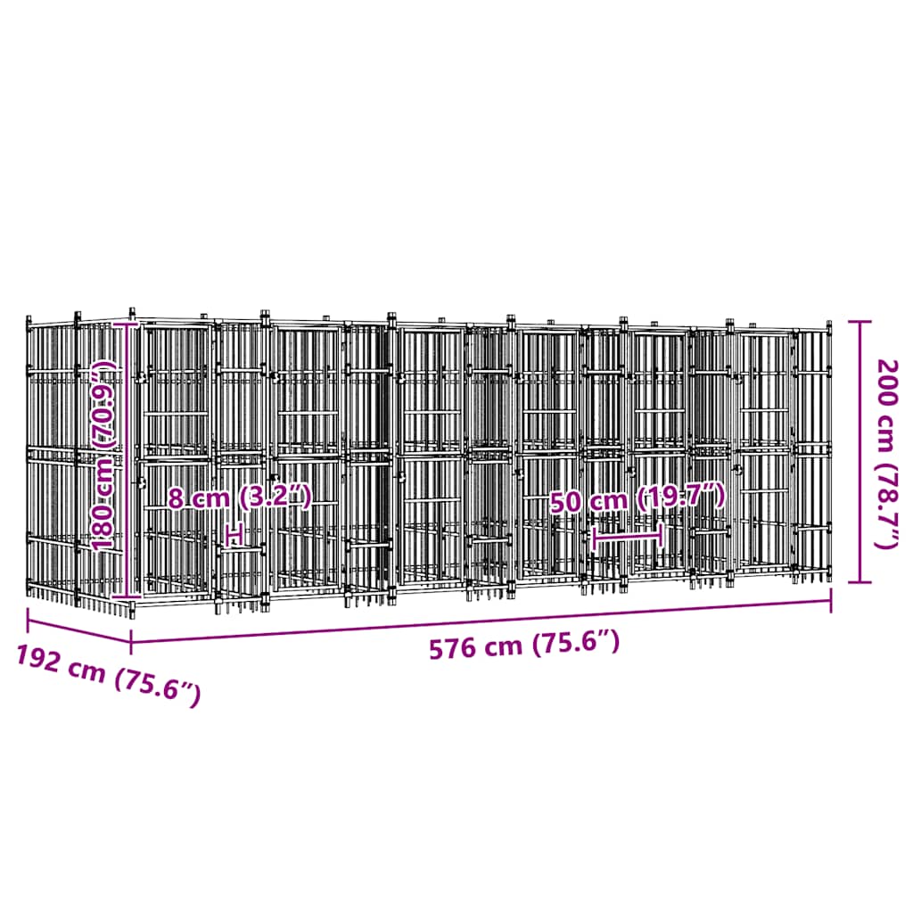 Outdoor Dog Kennel Steel 11.06 m²