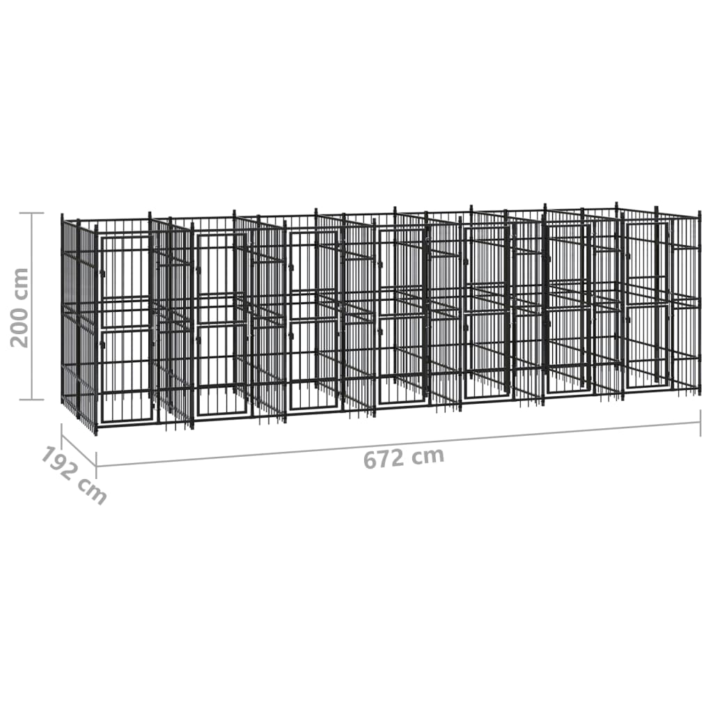 Outdoor Dog Kennel Steel 12.9 m²