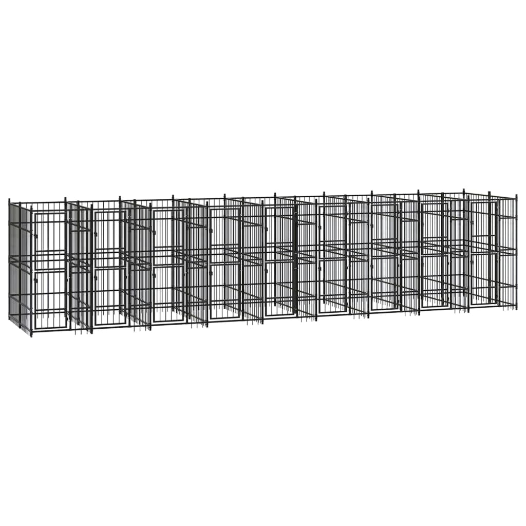 vidaXL Outdoor Dog Kennel Steel 16.59 m²