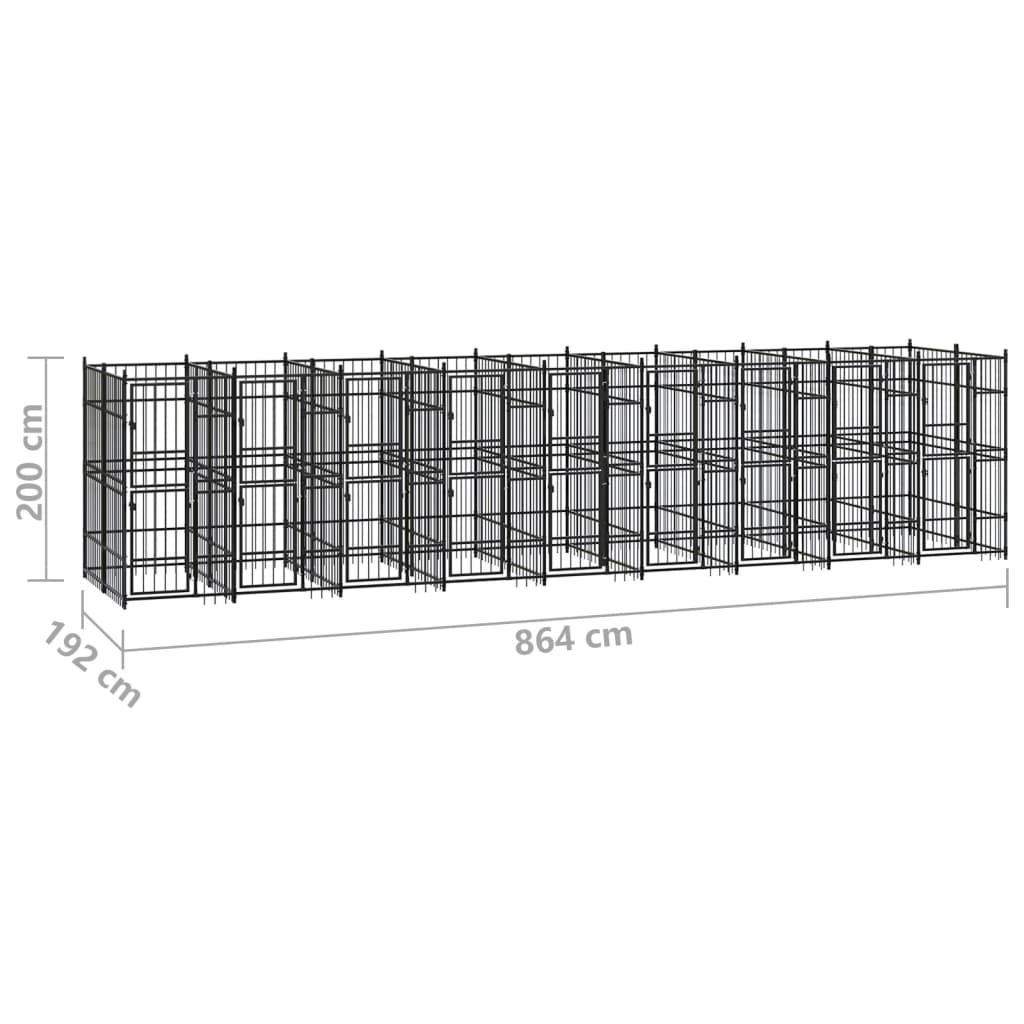 vidaXL Outdoor Dog Kennel Steel 16.59 m²