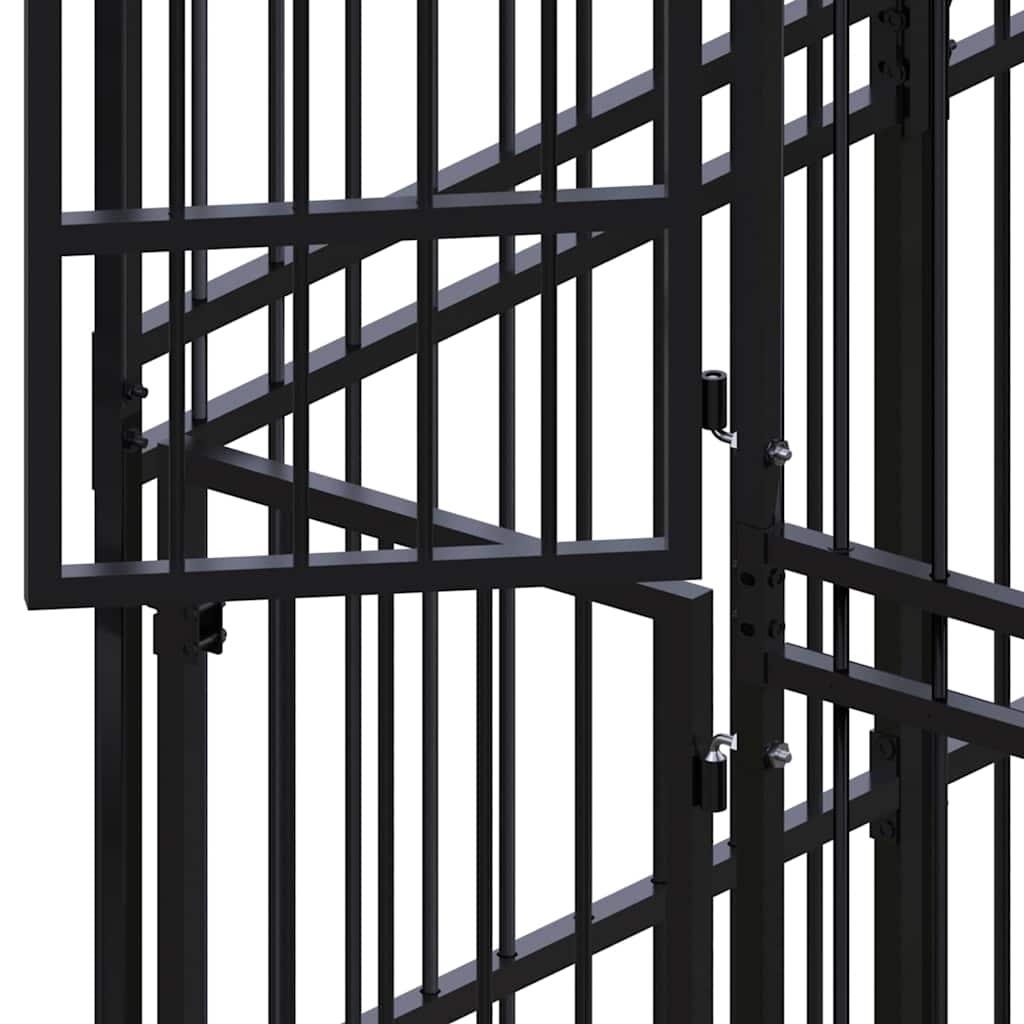 Outdoor Dog Kennel with Roof Steel 1,84 m²