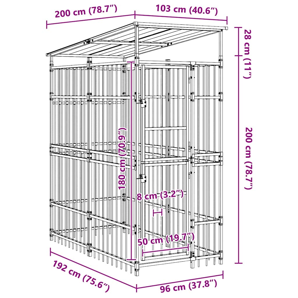 Outdoor Dog Kennel with Roof Steel 1,84 m²