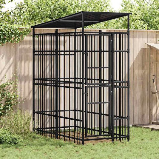 Outdoor Dog Kennel with Roof Steel 1,84 m²