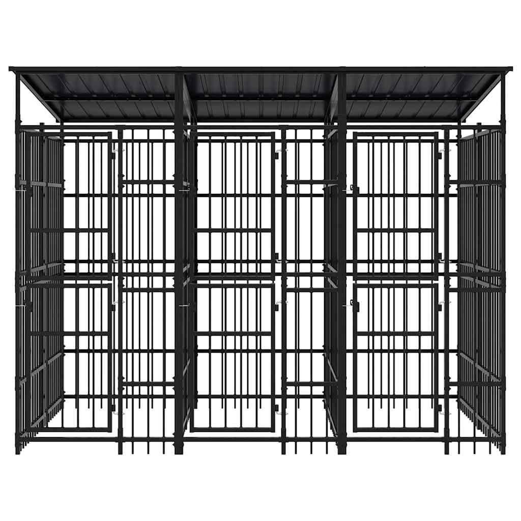 Outdoor Dog Kennel with Roof Steel 5.53 m²