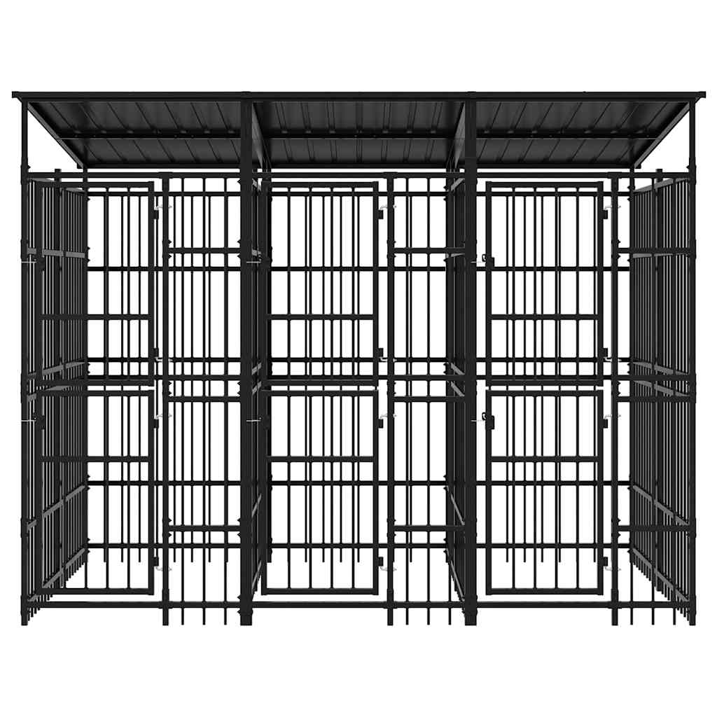 Outdoor Dog Kennel with Roof Steel 5.53 m²