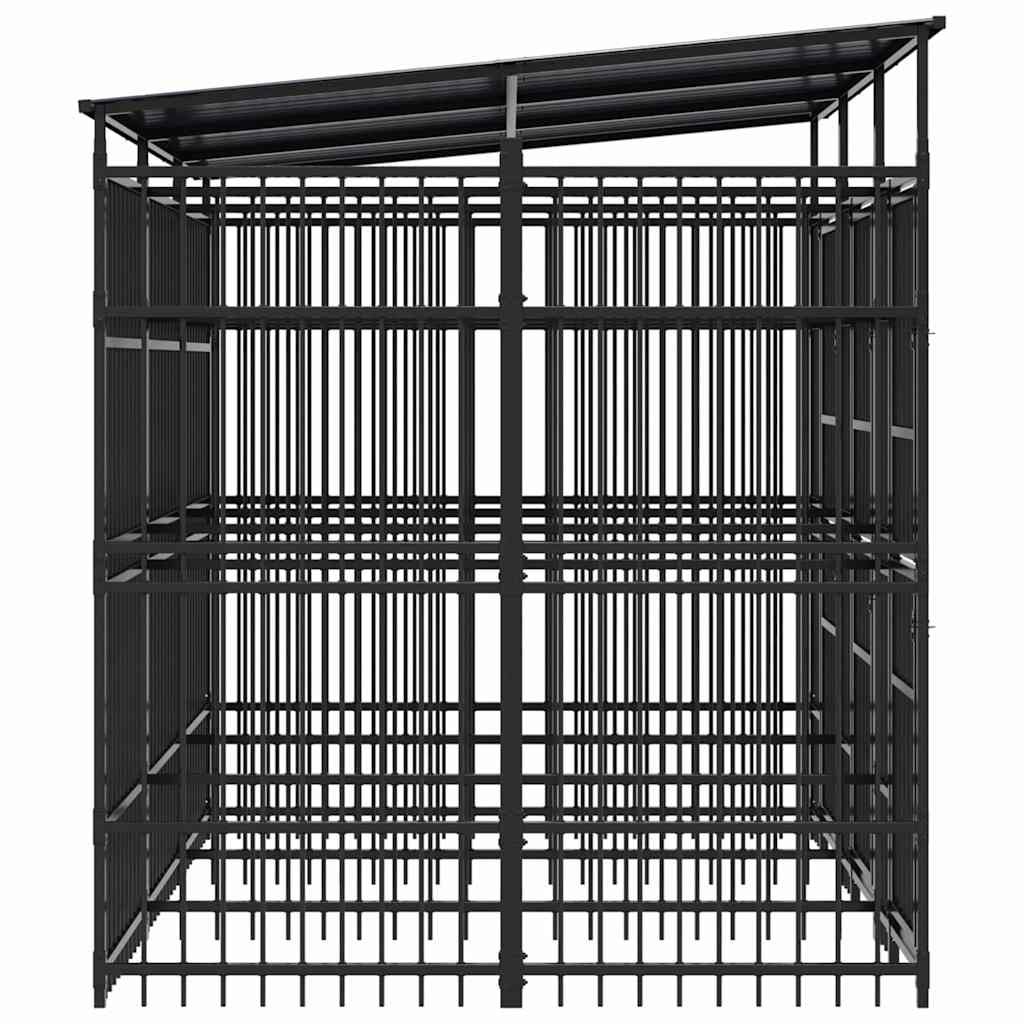 Outdoor Dog Kennel with Roof Steel 5.53 m²