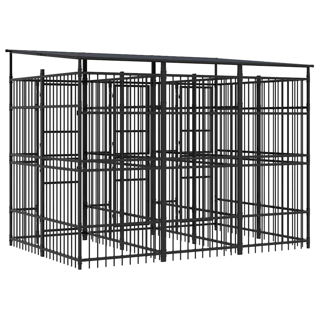 Outdoor Dog Kennel with Roof Steel 5.53 m²