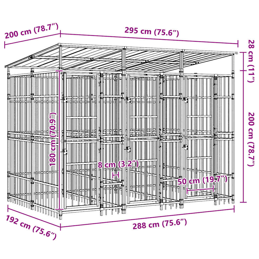 Outdoor Dog Kennel with Roof Steel 5.53 m²