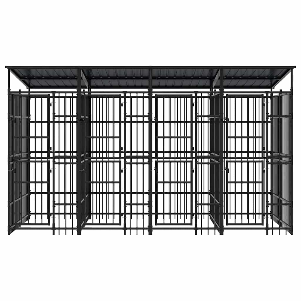 Outdoor Dog Kennel with Roof Steel 7.37 m²