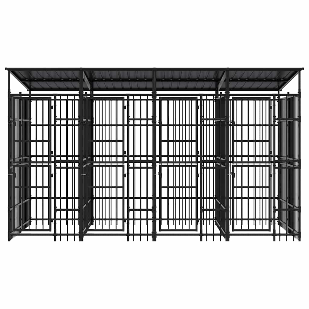 Outdoor Dog Kennel with Roof Steel 7.37 m²