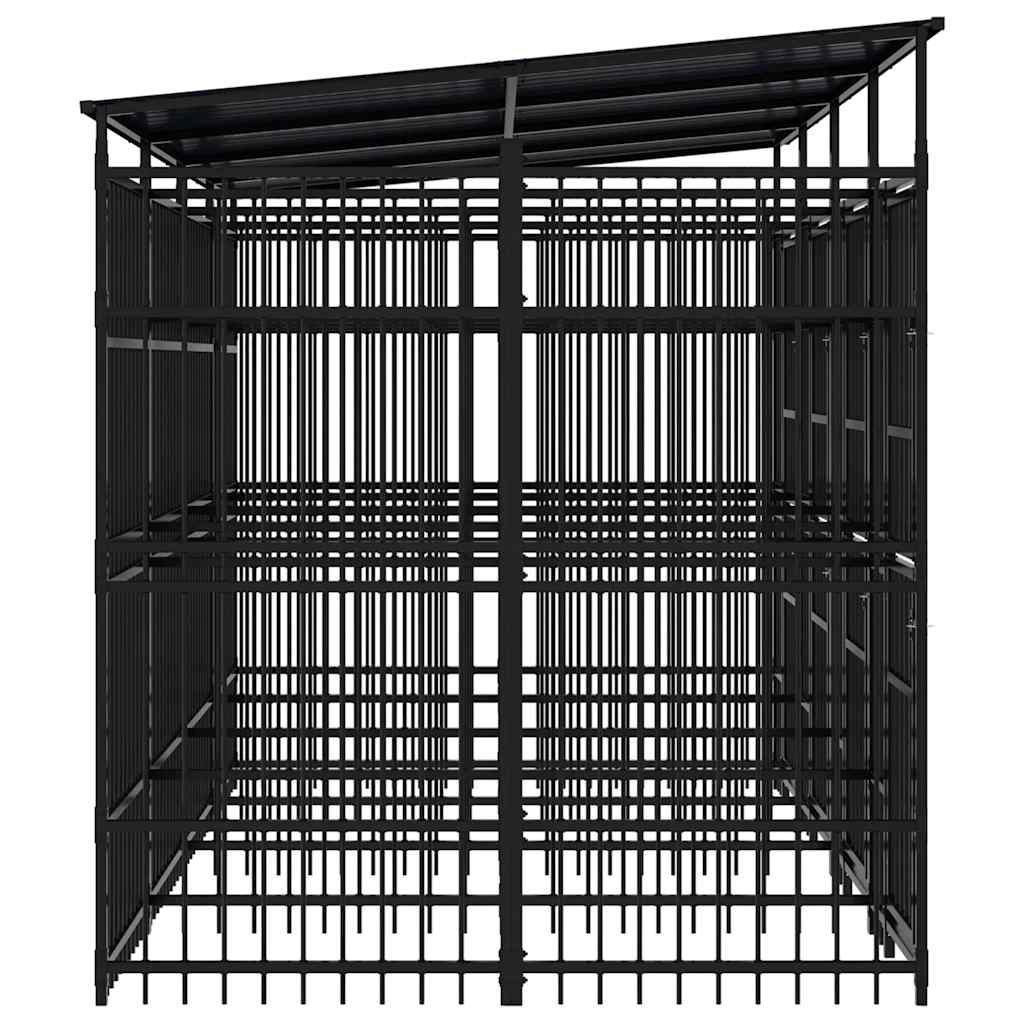 Outdoor Dog Kennel with Roof Steel 7.37 m²