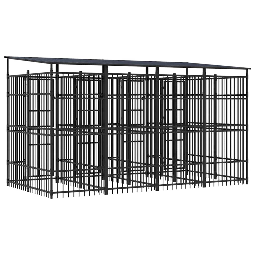 Outdoor Dog Kennel with Roof Steel 7.37 m²