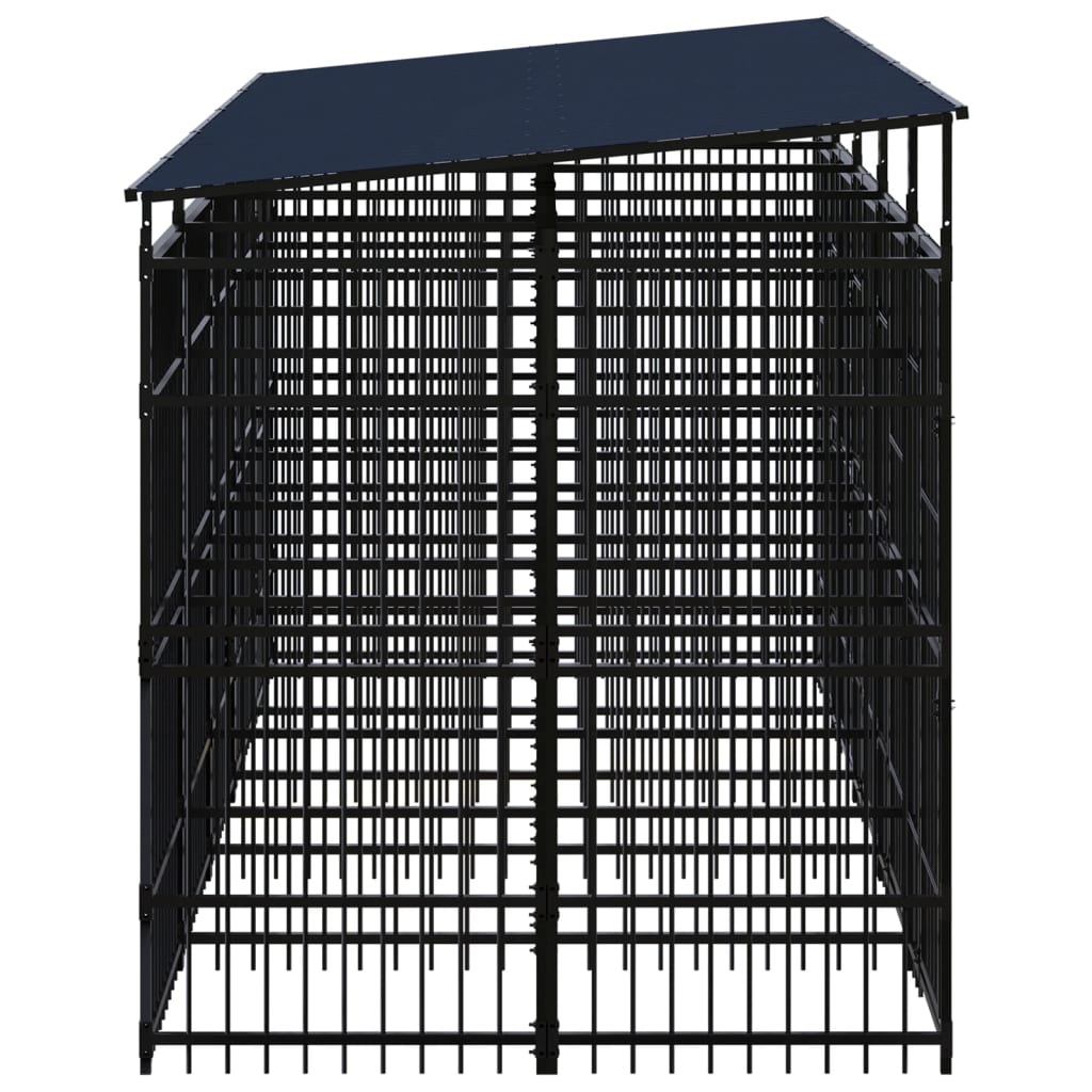 vidaXL Outdoor Dog Kennel with Roof Steel 9.22 m²