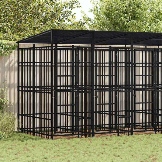 Outdoor Dog Kennel with Roof Steel 9,22 m²