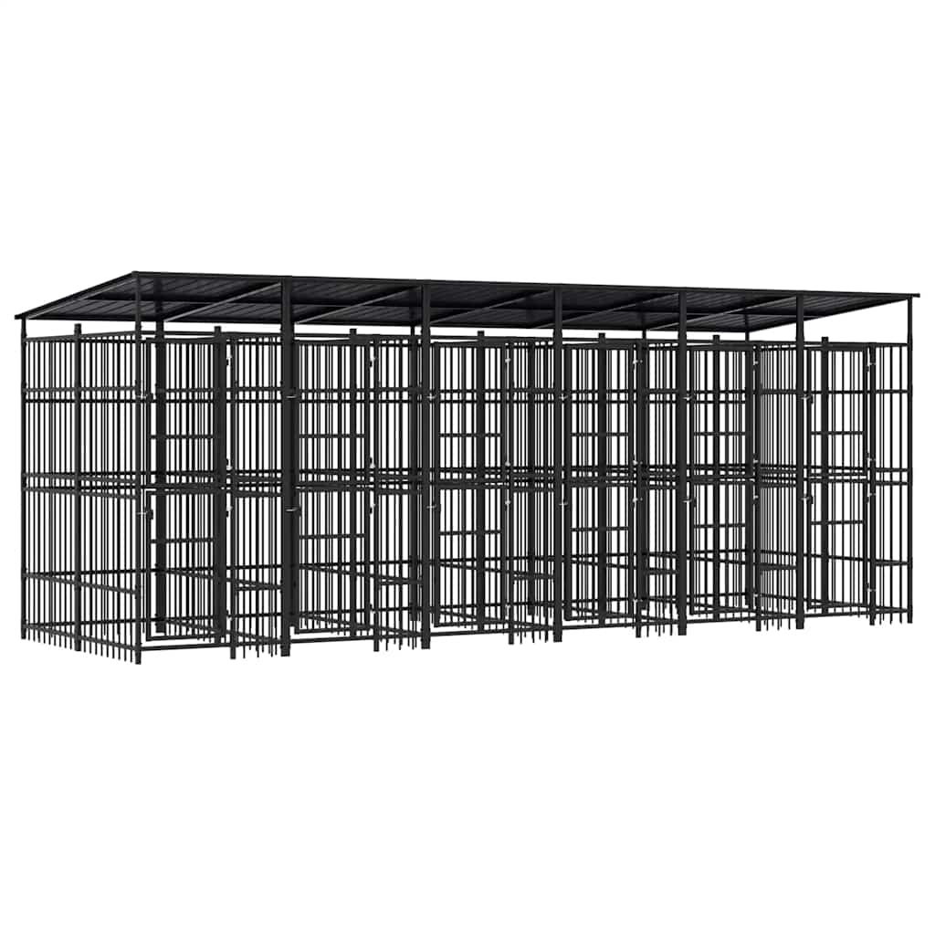 Outdoor Dog Kennel with Roof Steel 11.06 m²