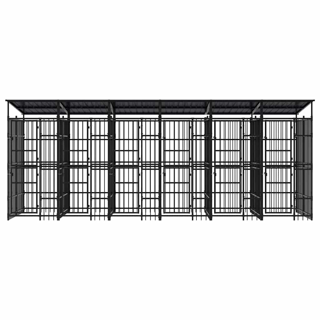 Outdoor Dog Kennel with Roof Steel 11.06 m²