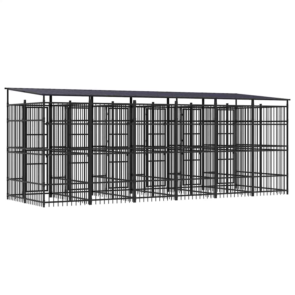 Outdoor Dog Kennel with Roof Steel 11.06 m²