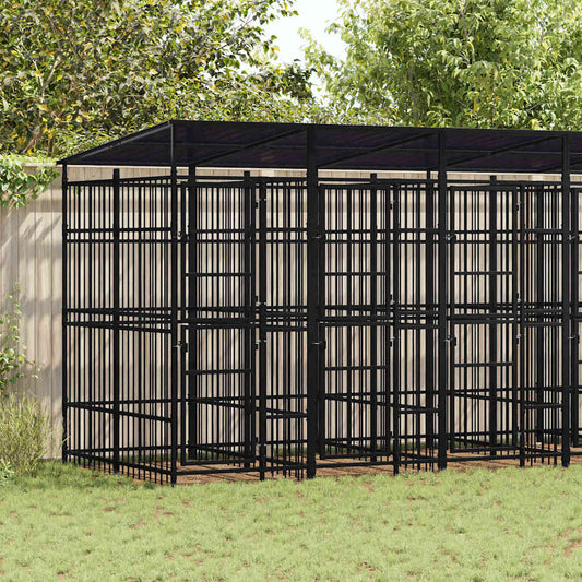 Outdoor Dog Kennel with Roof Steel 11,06 m²