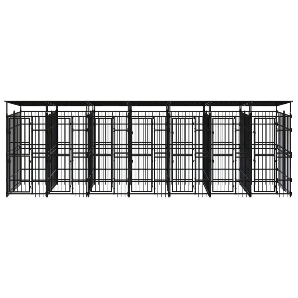 vidaXL Outdoor Dog Kennel with Roof Steel 12.9 m²