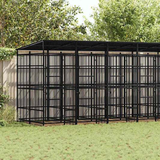 Outdoor Dog Kennel with Roof Steel 12,9 m²