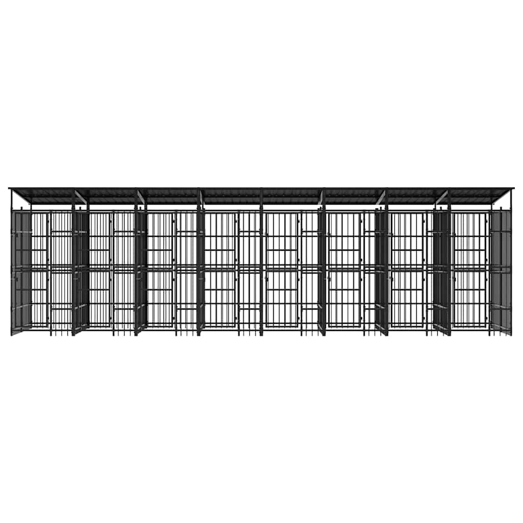 Outdoor Dog Kennel with Roof Steel 14.75 m²