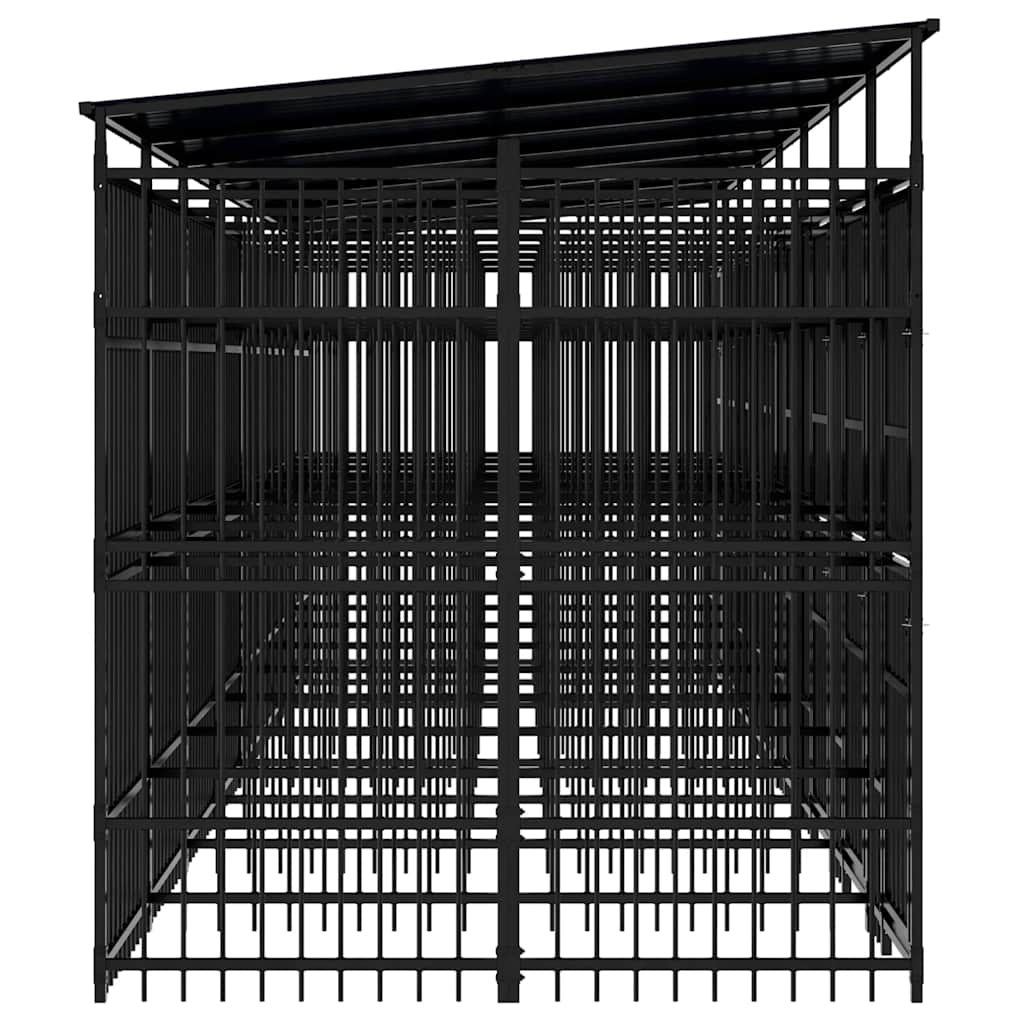 Outdoor Dog Kennel with Roof Steel 14.75 m²