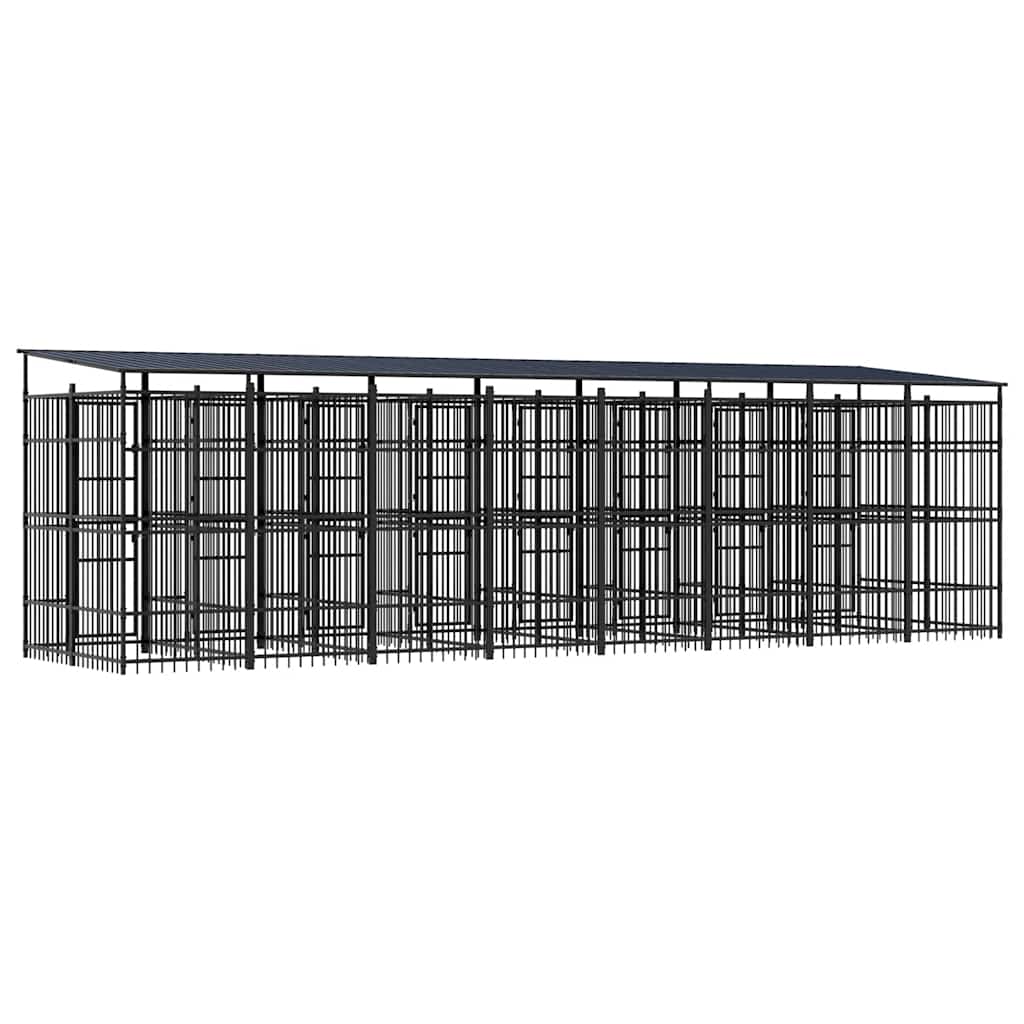 Outdoor Dog Kennel with Roof Steel 14.75 m²