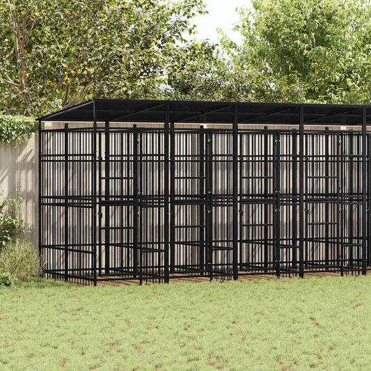 Outdoor Dog Kennel with Roof Steel 14,75 m²