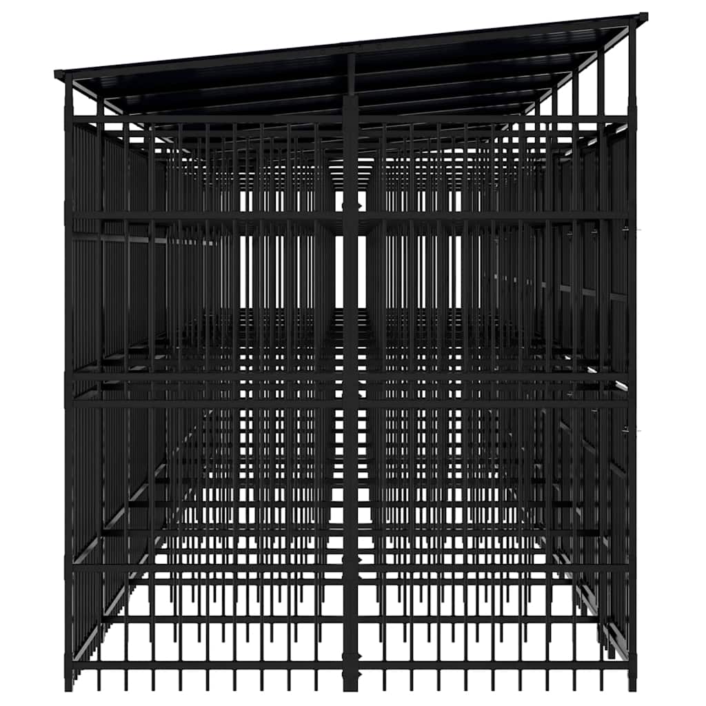 Outdoor Dog Kennel with Roof Steel 16.59 m²