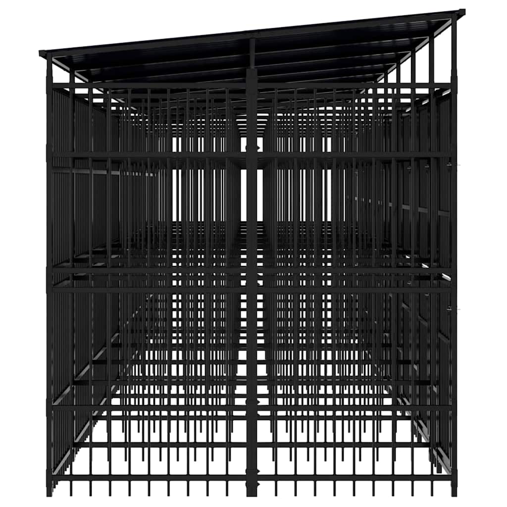 Outdoor Dog Kennel with Roof Steel 16.59 m²