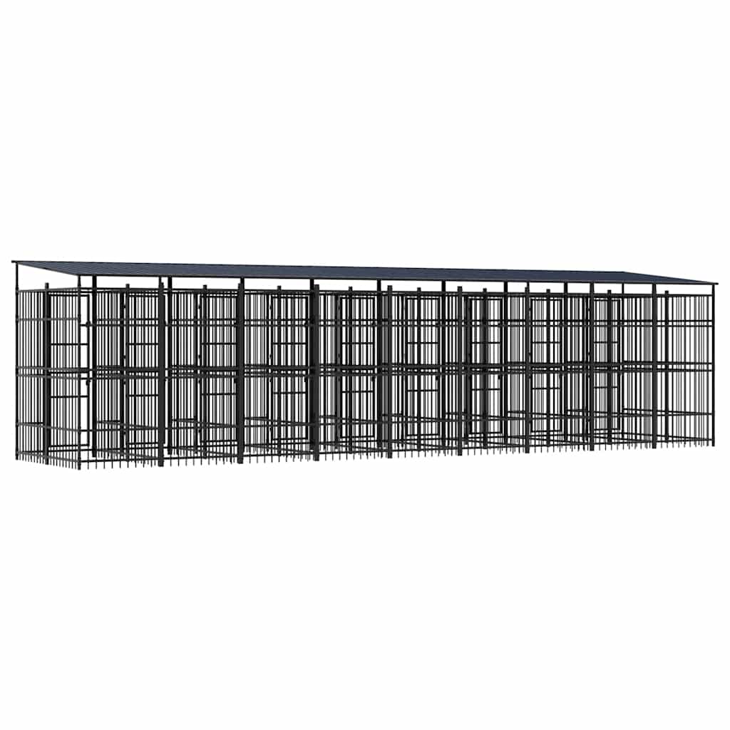 Outdoor Dog Kennel with Roof Steel 16.59 m²