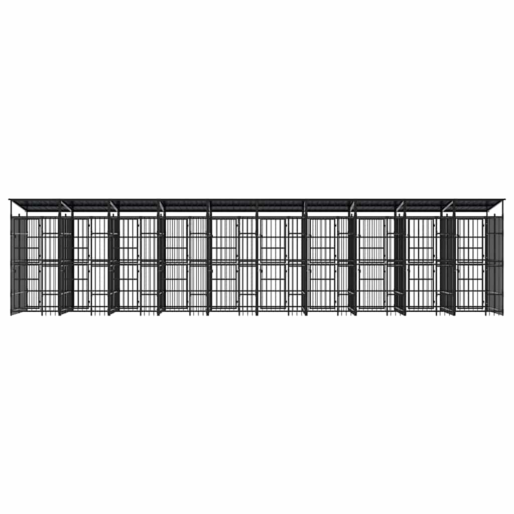 Outdoor Dog Kennel with Roof Steel 18.43 m²
