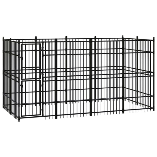 vidaXL Outdoor Dog Kennel Steel 7.37 m²