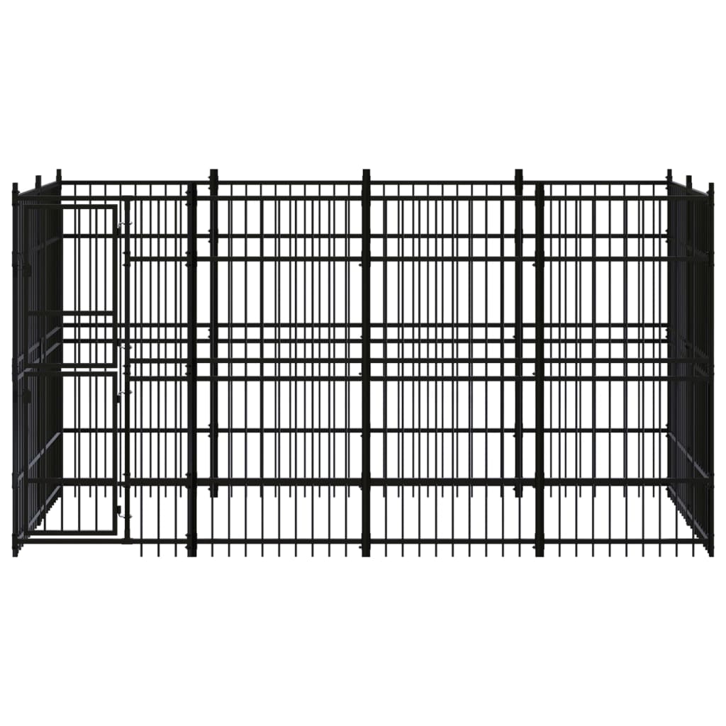 vidaXL Outdoor Dog Kennel Steel 7.37 m²